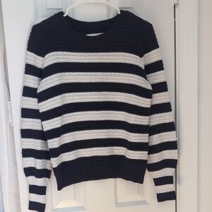 LOFT Striped Navy and White Sweater